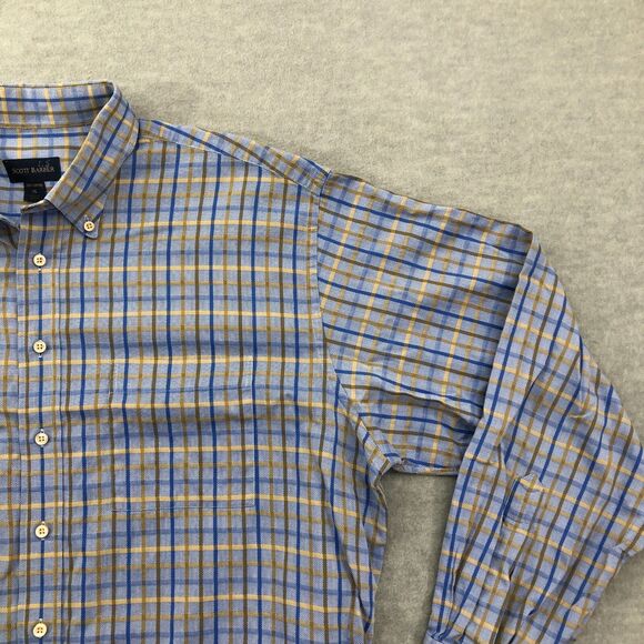 Scott Barber Button Down Shirt Mens Size XL Window Pane Plaid Long Sleeve - Picture 3 of 16